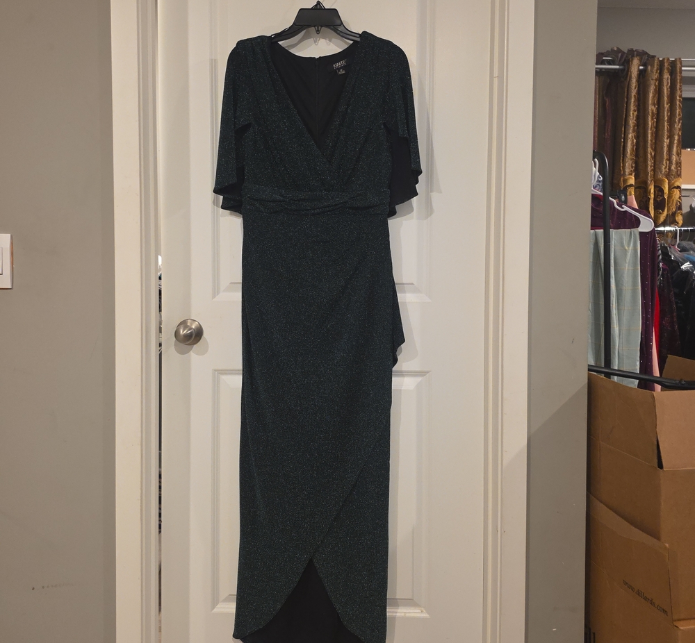 Sparkle Green Wrap-Front Maxi Dress